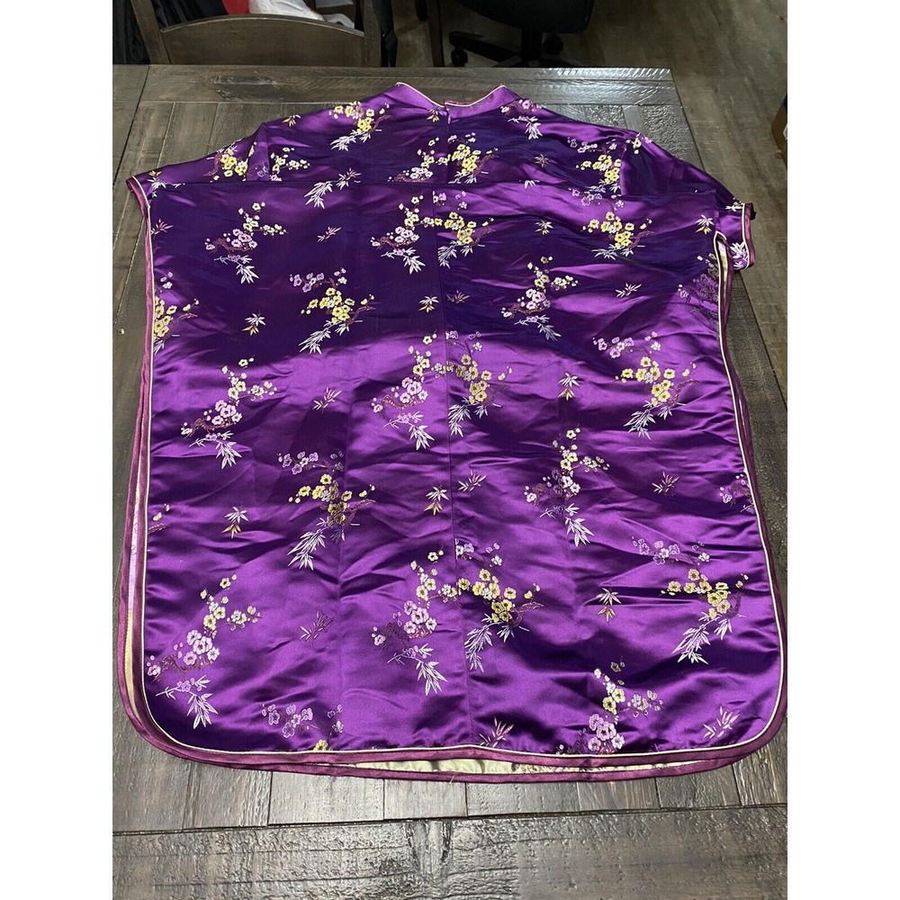 Mu lan Cheongsam Qipao purple Chinese Floral pattern Dress xxl - Picture 9 of 11